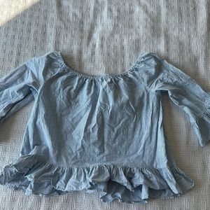 Off the shoulder striped linen top